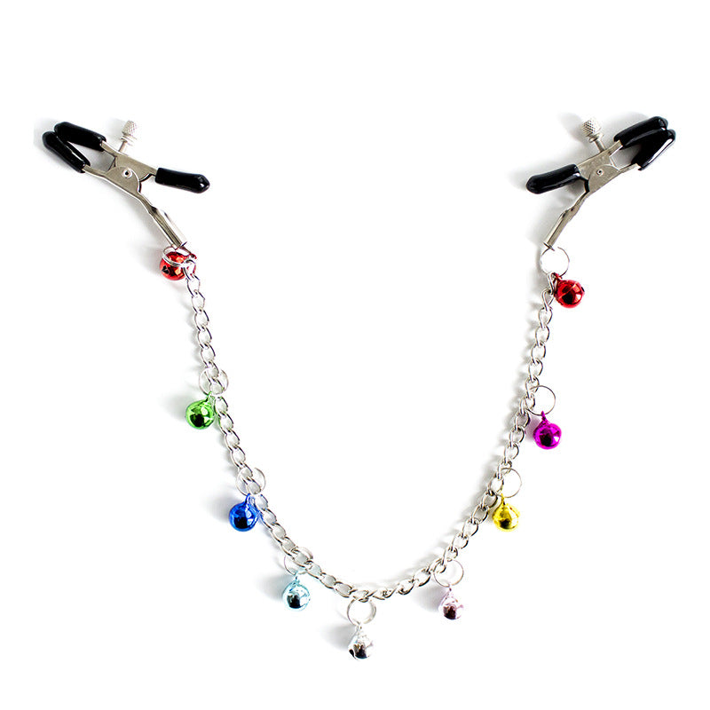 Sex toy sex toy with chain, short nipple clamp, flirting, colorful multi-bells